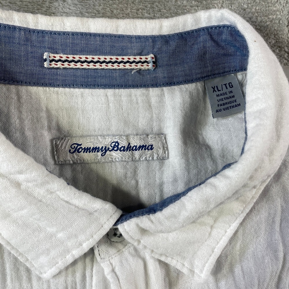 Tommy Bahama Shirt Mens XL White Cotton Gauze Button Beach Resort Light Preppy - Picture 2 of 11